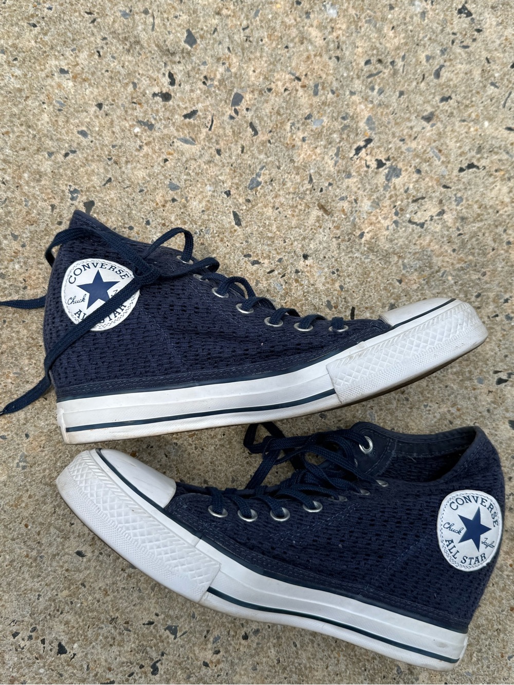 Converse Navy Blue High Top All Star Heeled Sneakers